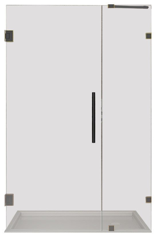 Nautis Completely Frameless Hinged Shower Door, Oil Rubbed Bronze, 42"x72"