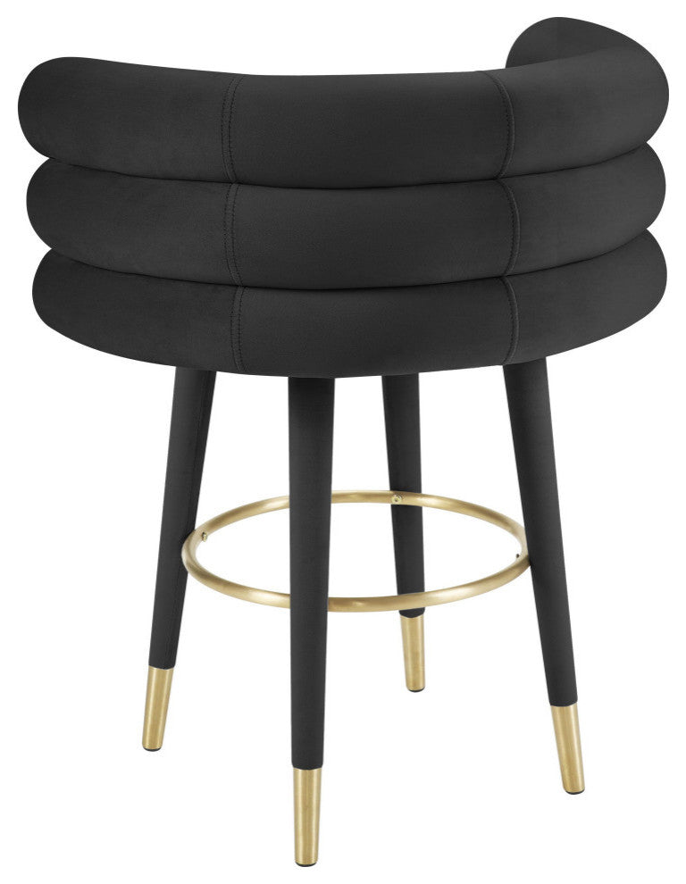 Betty Velvet Barstool, Black, Counter Height