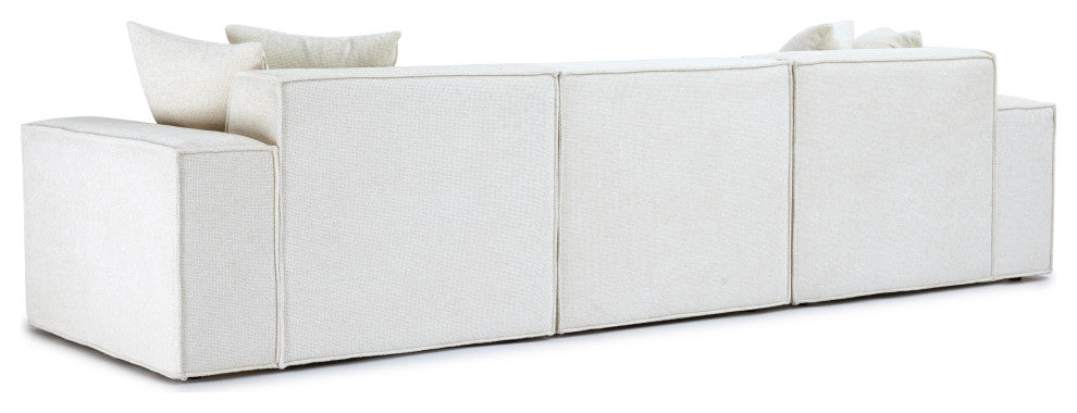 Mindy Chenille Basketweave Modular Sofa, Cream