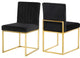 Giselle Velvet Dining Chairs, Set of 2, Black, Gold Base