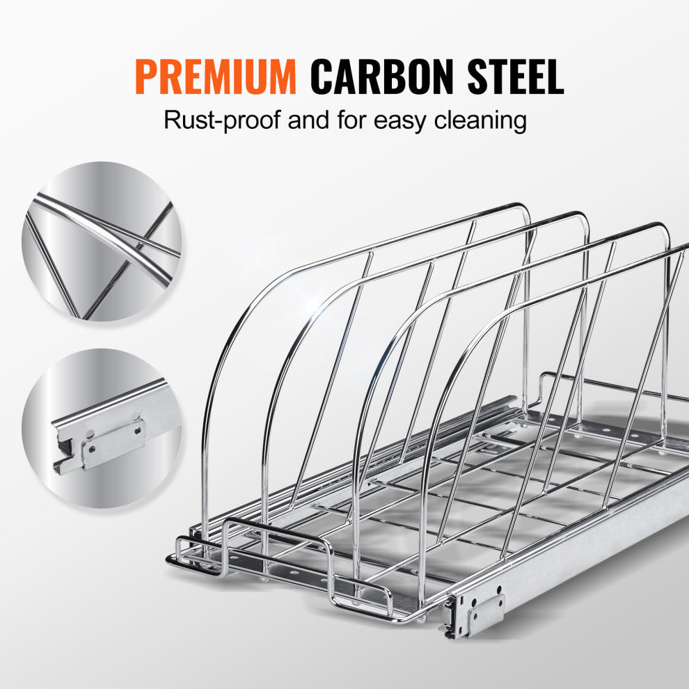 VEVOR Pan and Pot Rack Organizer Expandable Adjustable Lid Holder Under Cabinet