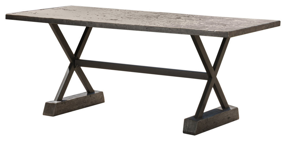 GDF Studio Numana Outdoor 3 Piece Lightweight Concrete Dining Set with Benche