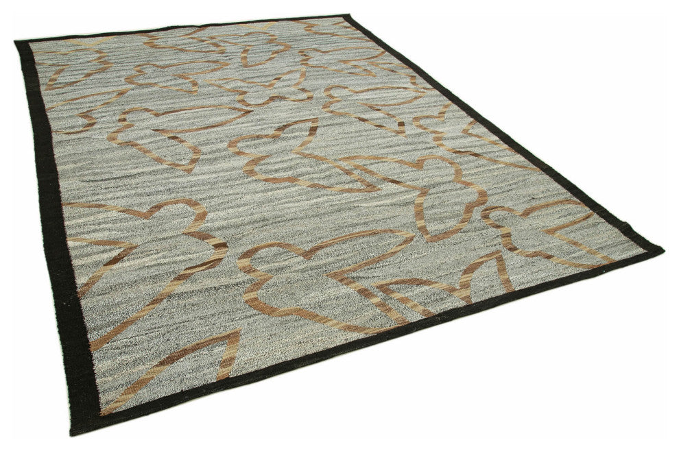 Rug N Carpet - Handmade Turkish 7' 9'' x 10' 1'' Modern Design Wool Kilim Rug