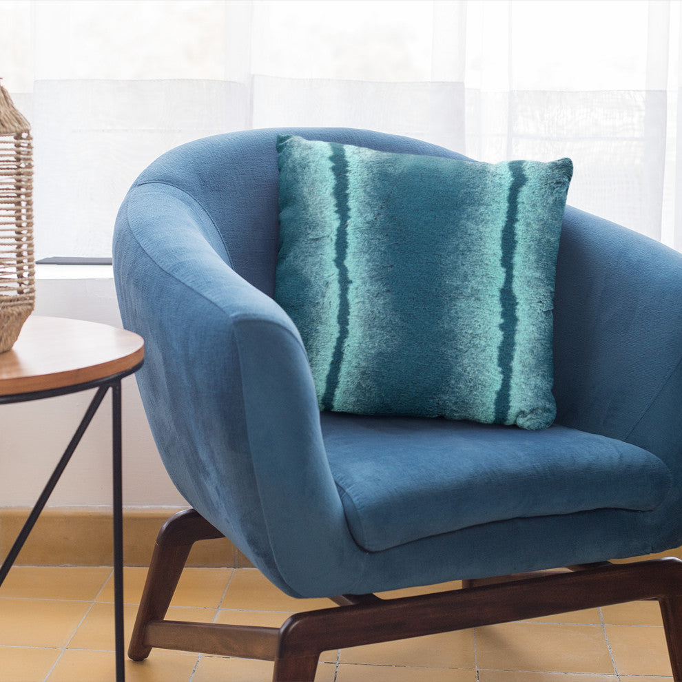Plutus Teal Fluffy Fields Faux Fur Luxury Throw Pillow, Teal, 24" x 24"