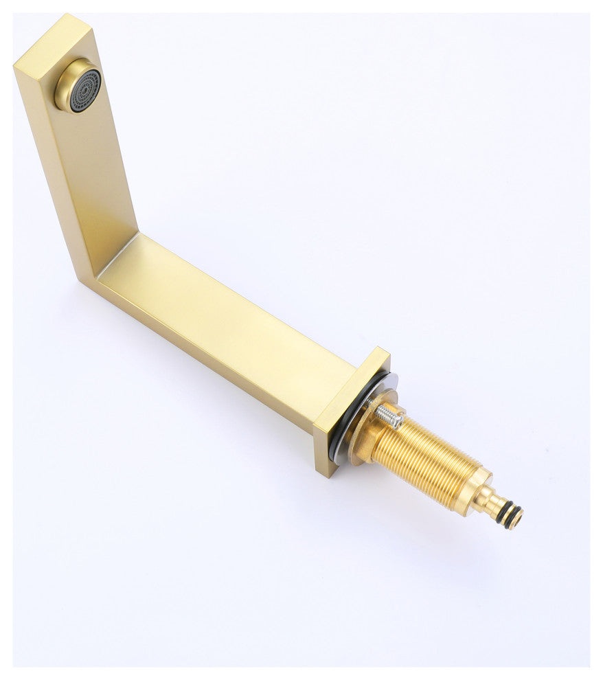 Deck Mounted Dual Handle Widespread Bathroom Faucet, Brushed Gold