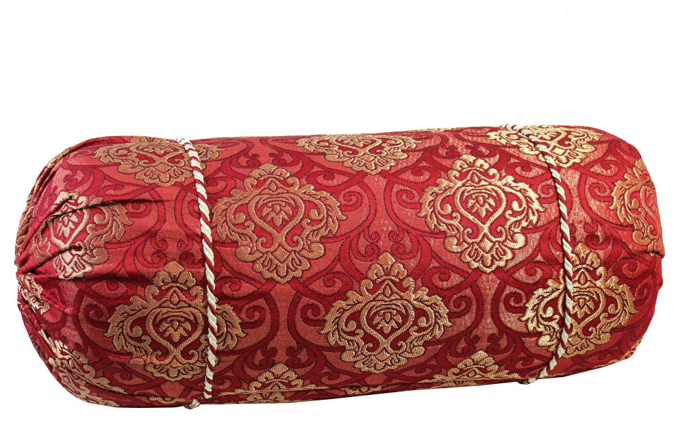 Natural Geo Gold/Red Gao Takiya Bolster Pillow, Set of 2