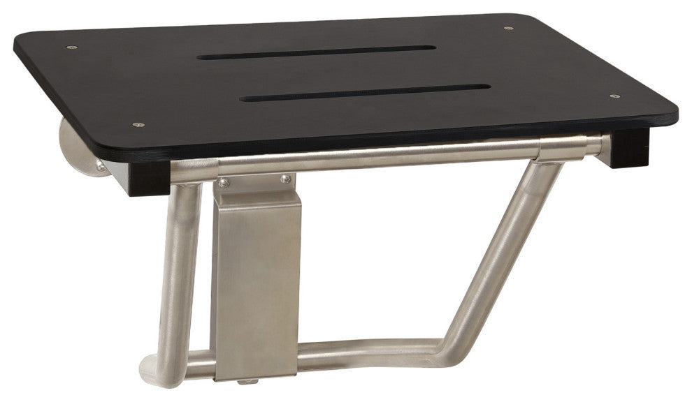 Folding Wall Mount Shower Seat Bench, ADA Compliant, Matte Black, 28"