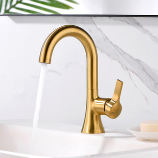 Luxier BSH11-S Single-Handle Bathroom Faucet with Drain, Brushed Gold