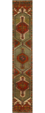 Fine Vintage Distressed Inzir Rust/Beige Runner, 2'4x13'8