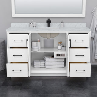 Strada 60" Single Vanity, Cultured Top, Nickel Trim