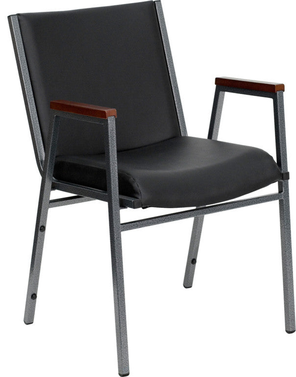 Hercules Series Heavy Duty Black Vinyl Stack Chair With Arms