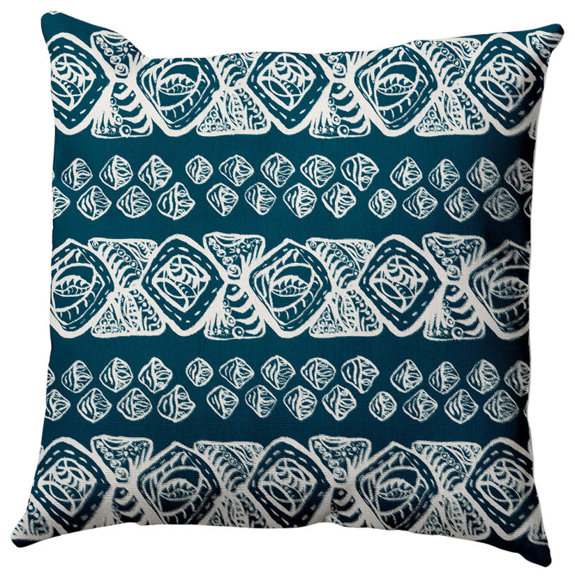 Tribal Geo Pillow, Blue, 26"x26"