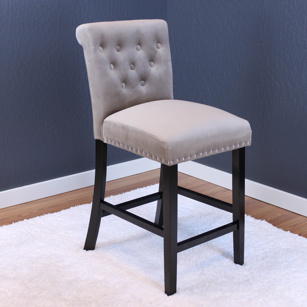 Markelo Velvet Counter Chairs, Set Of 2, Taupe