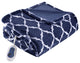 Beautyrest Knitted Ogee Printed Microlight Heated Throw, Dark Blue