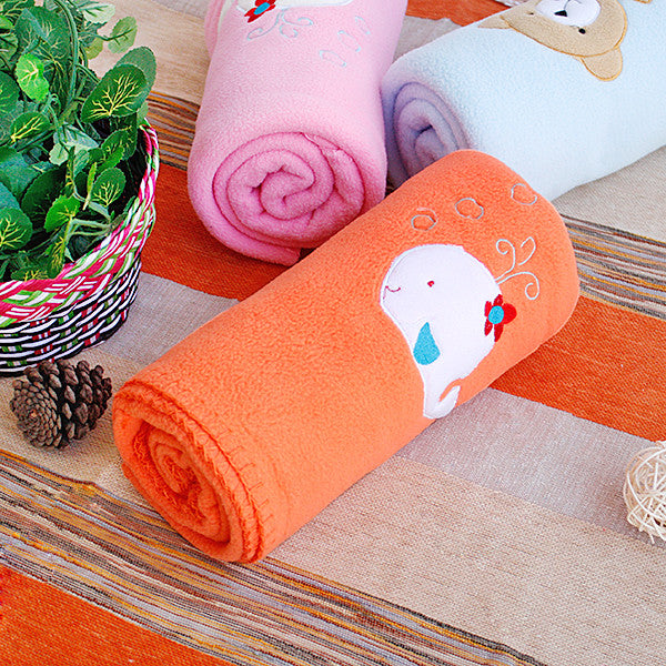 White Whale - Orange Applique Coral Fleece Baby Throw Blanket (29.5"-39.4")