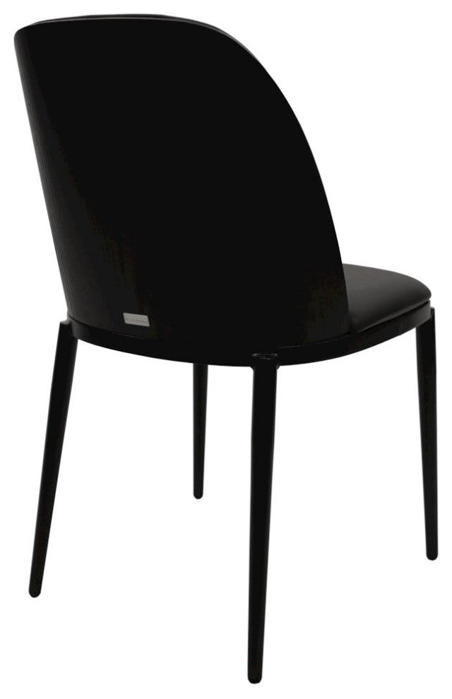 Tule Collection Dining Chair, Black Frame With Black Leather