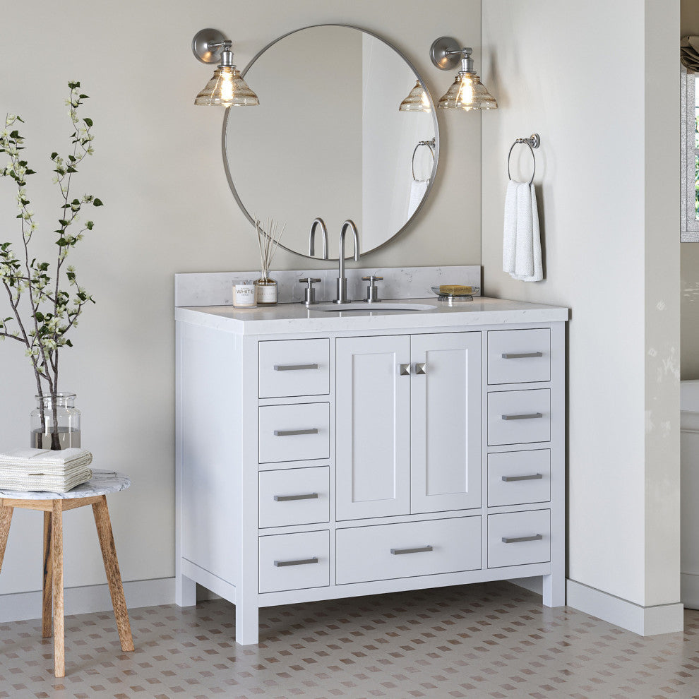 Ariel Cambridge 42" Single Oval Sink Vanity, Carrara Quartz