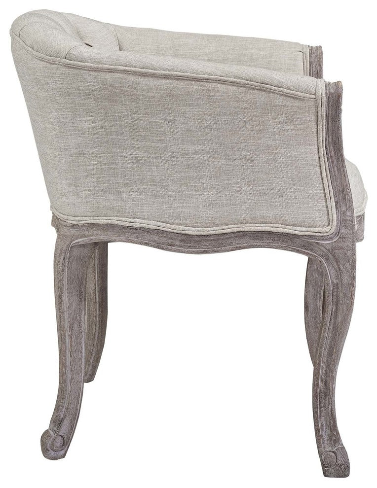 Crown Dining Armchair Upholstered Fabric Set of 4, Beige