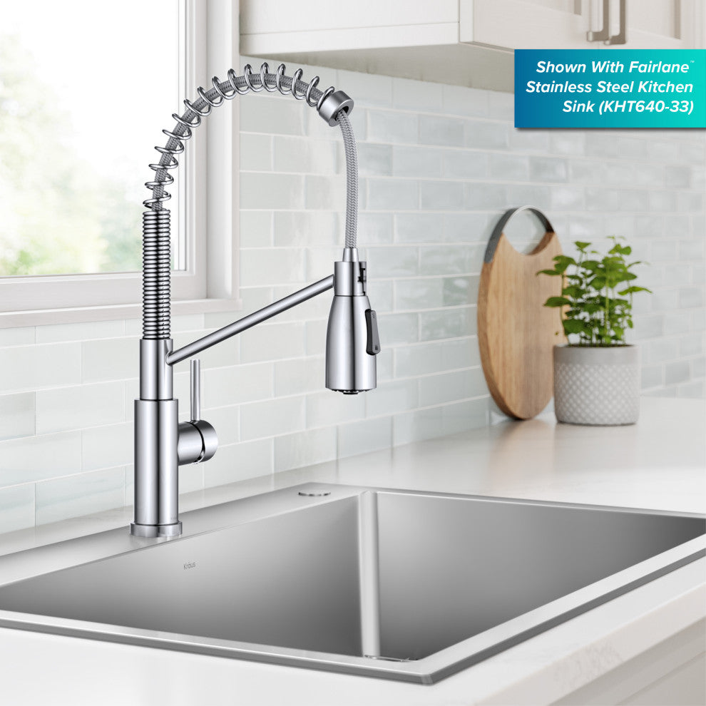KRAUS Coda Commercial Style 2-Function 1-Handle Pull Down Kitchen Faucet, CH