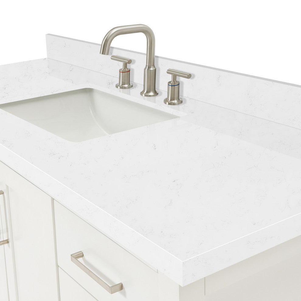 Ariel Magnolia 54" Single Rectangle Sink Vanity, Carrara Quartz