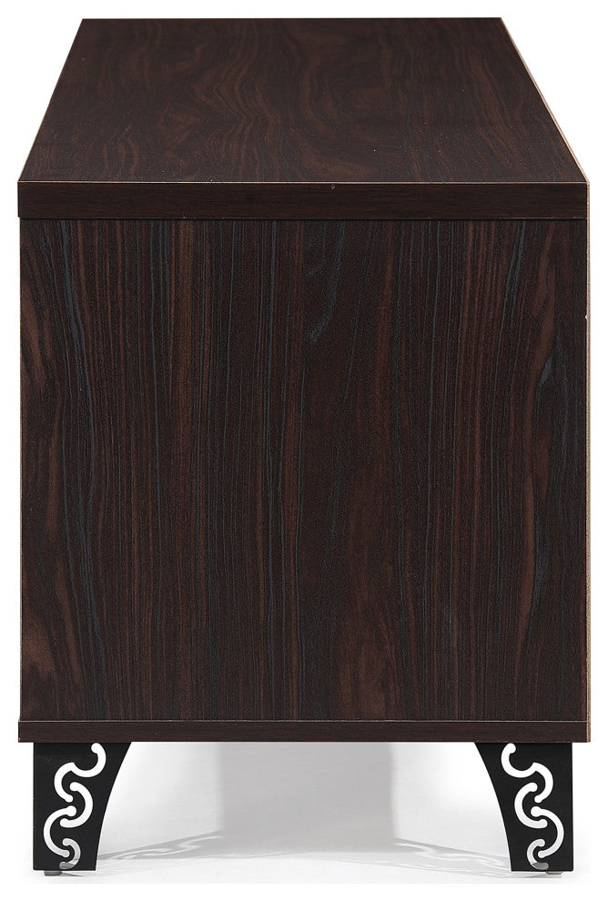 GDF Studio Celia Mid Century Modern Finished Fiberboard Entertainment Unit, Wenge