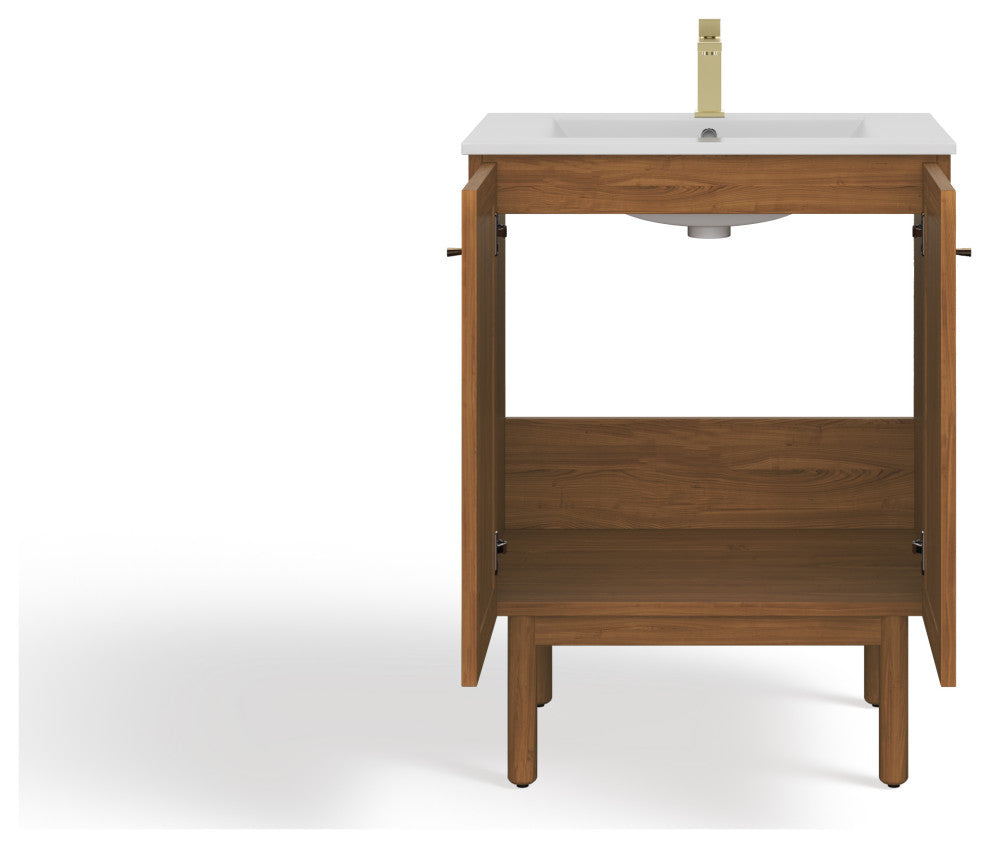 Hanalei Bathroom Vanity, Oak, 24", Single Sink, Freestanding