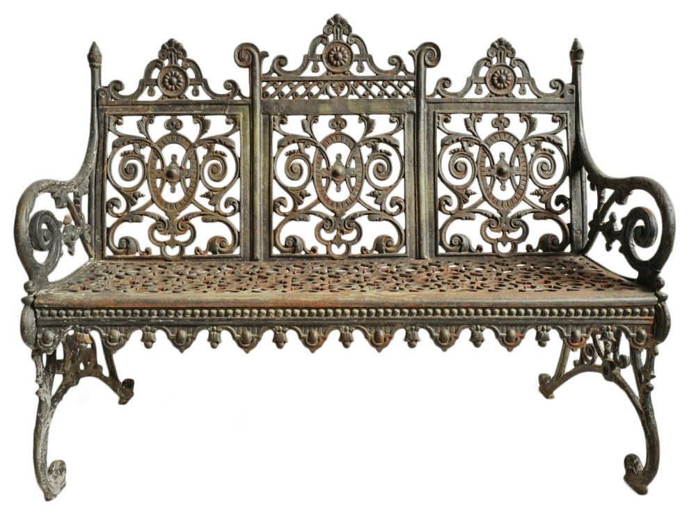 Consigned French Cast Iron Garden Bench