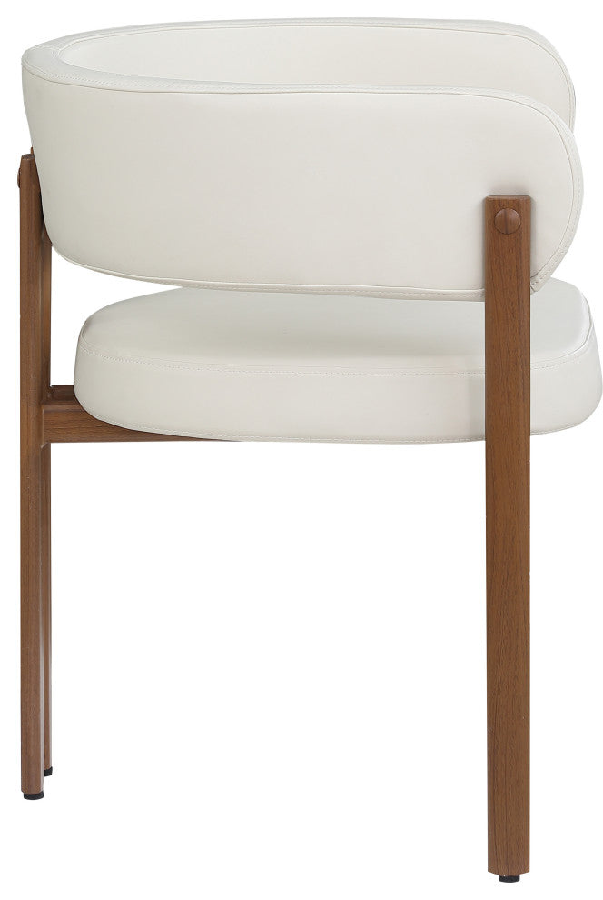 Gideon Black Faux Leather Dining Chair (Set of 2), Cream, Walnut Finish