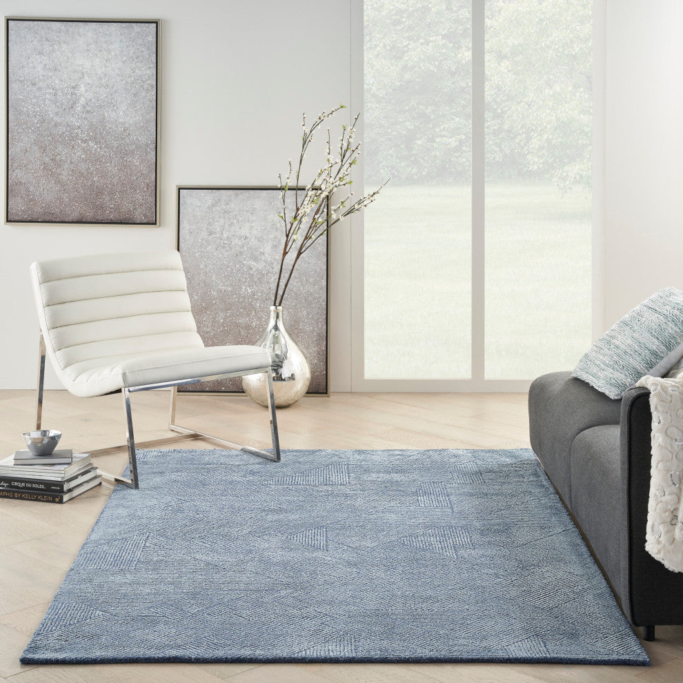 Michael Amini Ma30 Star 4' x 6' Blue Modern Indoor Area Rug