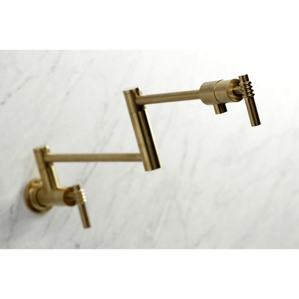 Kingston Brass KS4107ML Milano Wall Mount Pot Filler, Brushed Brass