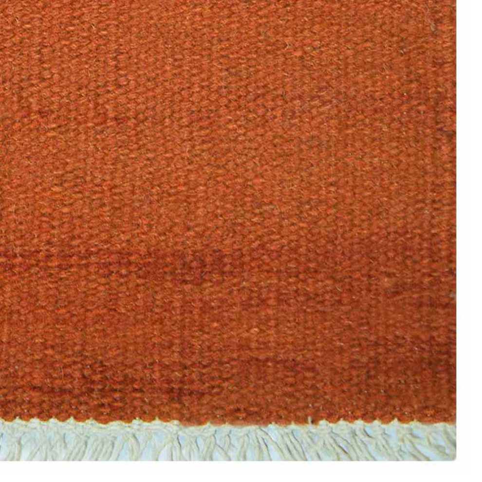 HAND WOVEN FLAT WEAVE KILIM WOOL ECO-FRIENDLY AREA RUGS-Solid,Dark Orange