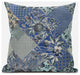 20" Blue Gray Floral Zippered Suede Throw Pillow