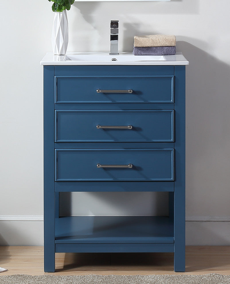 24" Aruzza Small Slim Teal Bathroom Vanity