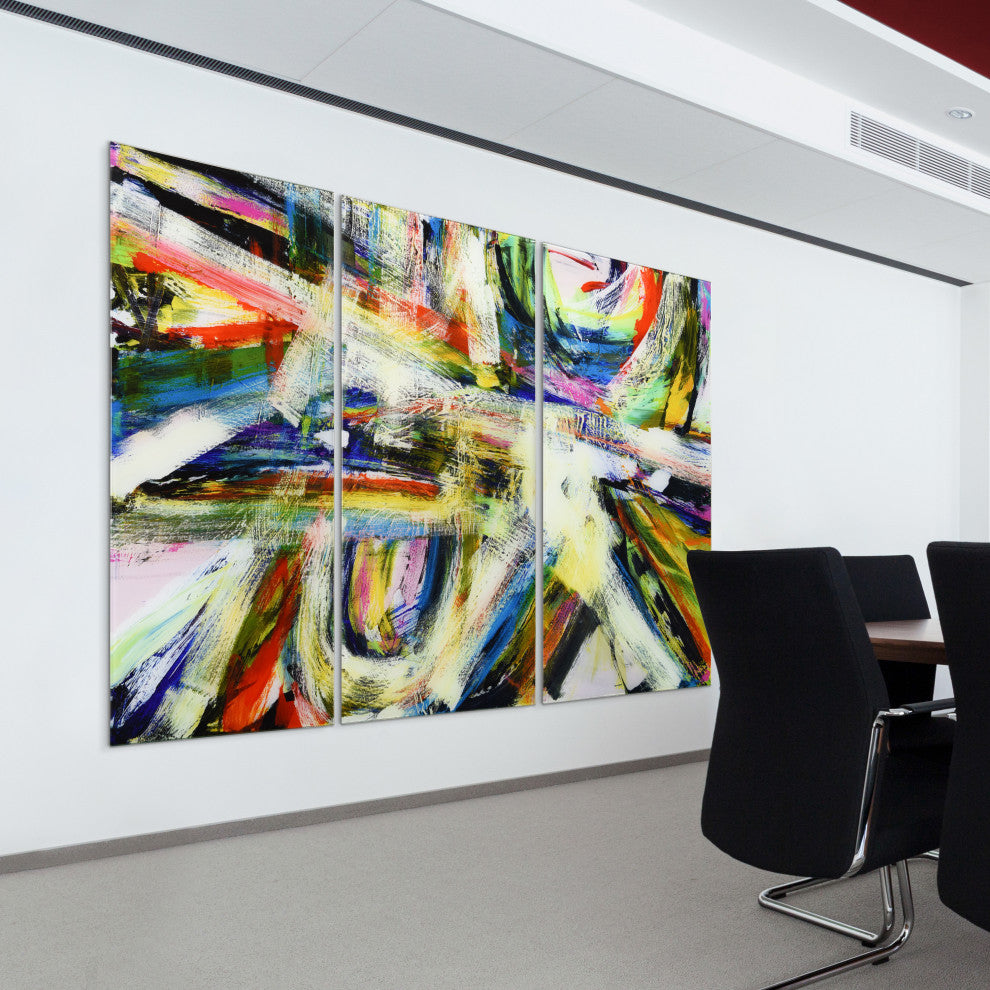 "Rock Star " Frameless Free Floating Tempered Glass Panel Graphic Wall Art Set