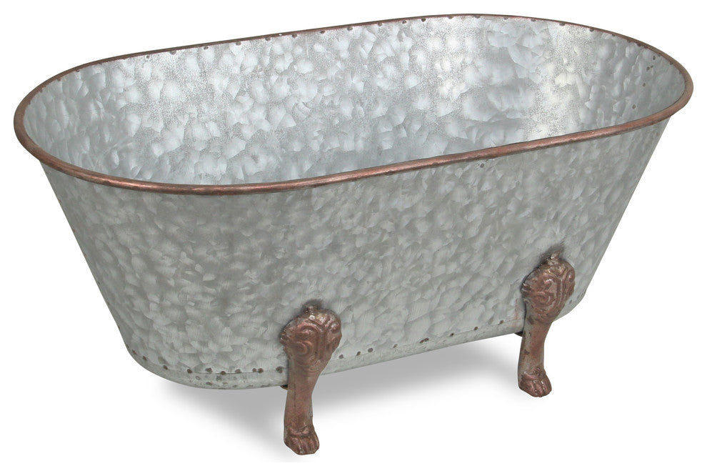 Lavande Metal Tub Decor - Small - Galvanized