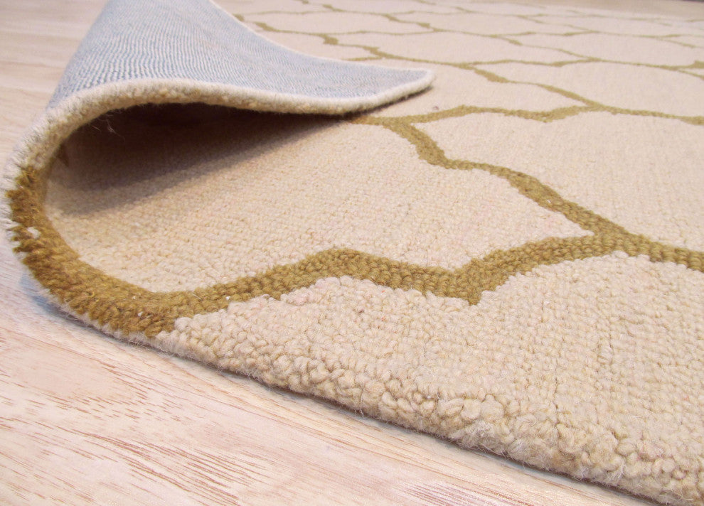 Light Beige Traditional Trellis Moroccan Area Rug