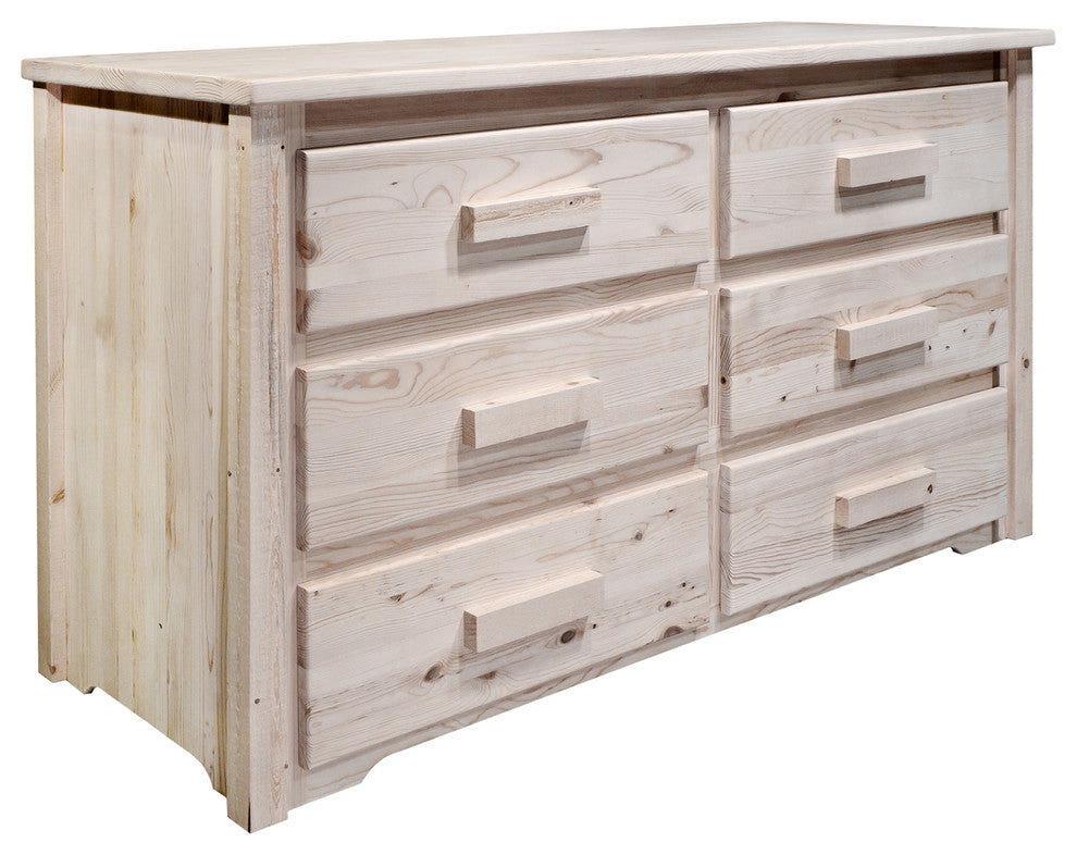 Homestead Collection 6 Drawer Dresser, Clear Lacquer Finish