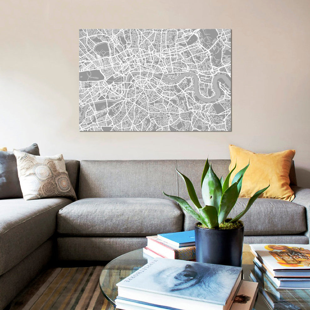 "London Map V" by Michael Tompsett, Canvas Print, 18x12"
