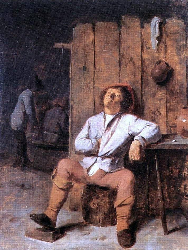 Adriaen Brouwer A Boor Asleep, 21"x28" Wall Decal Print