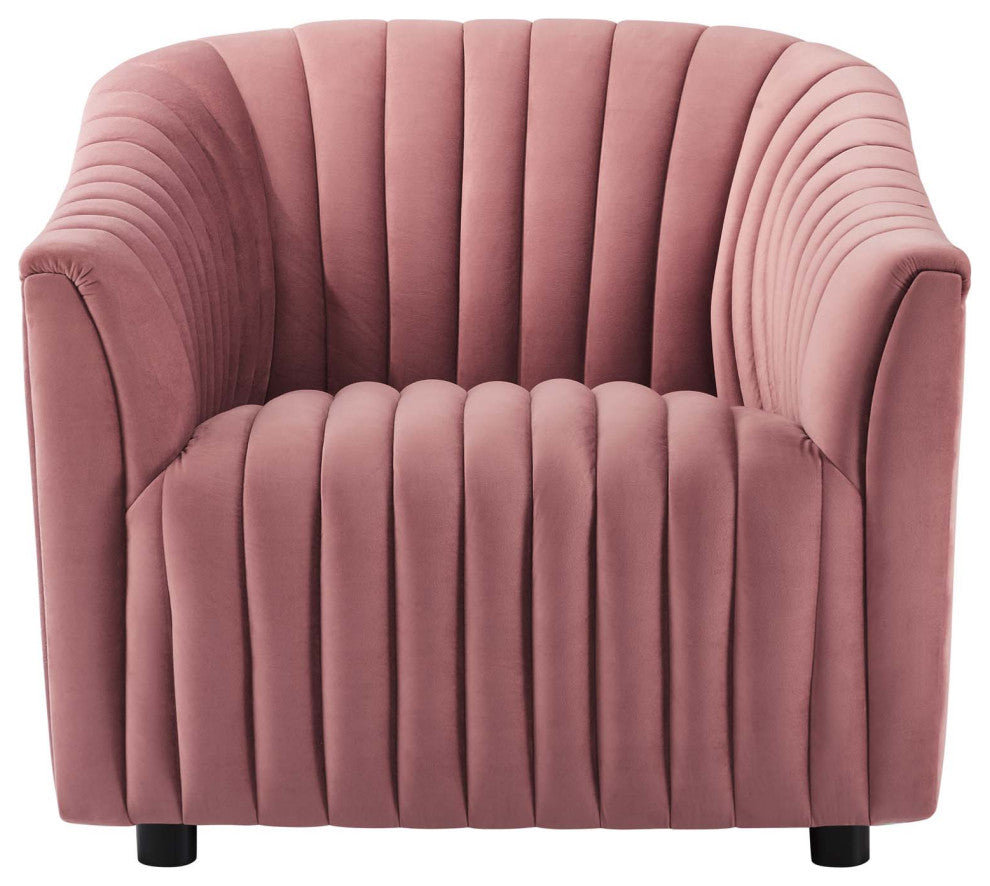 Armchair Accent Tufted Chair, Pink, Velvet, Modern, Mid Century Hotel Lounge