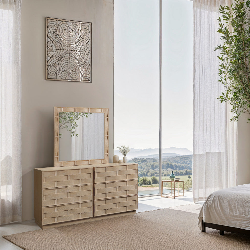 Weave Oak Veneer Mirror, Natural