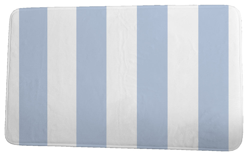 Nantucket Rugby Stripe Stripe Print Bath Mat, Blue, 21"x34"