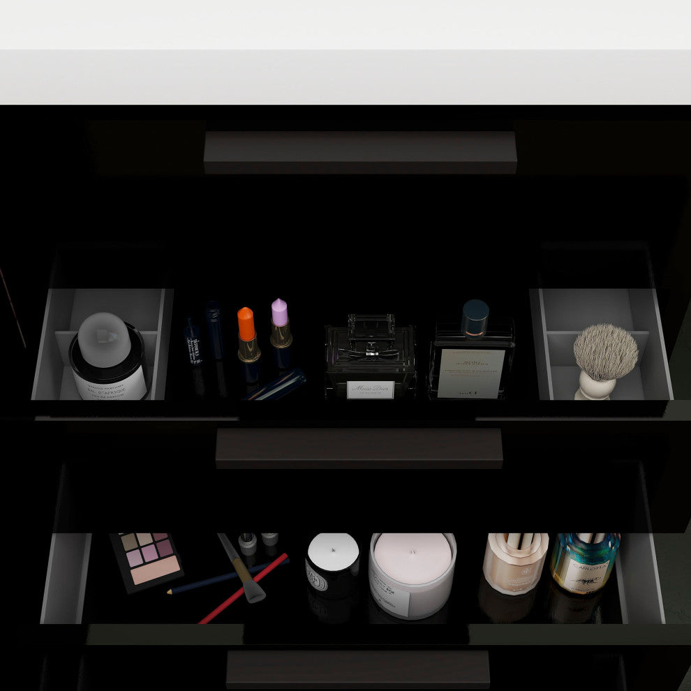 Carla 60" Freestanding Bathroom Vanity With Single Sink, Gloss Black