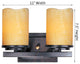 Luminous 11"W 2-Light Bath Vanity Rustic Ebony Finish, Stone Alabaster Shades by