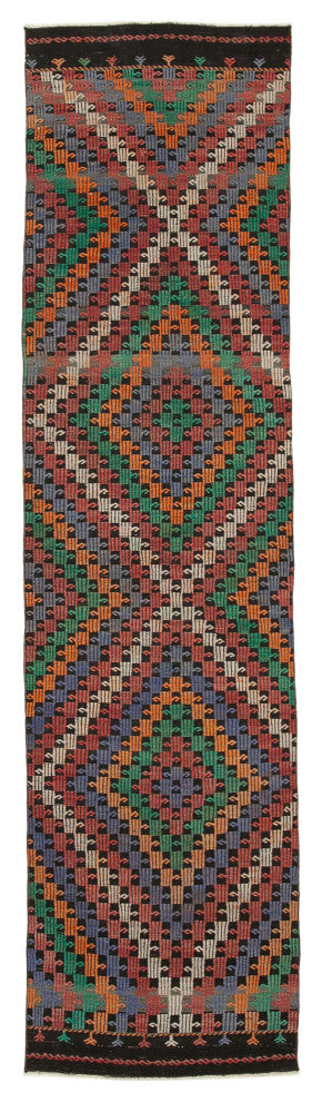 Rug N Carpet - Handwoven Oriental 2' 11" x 11' 7" Tribal Runner Kilim Rug