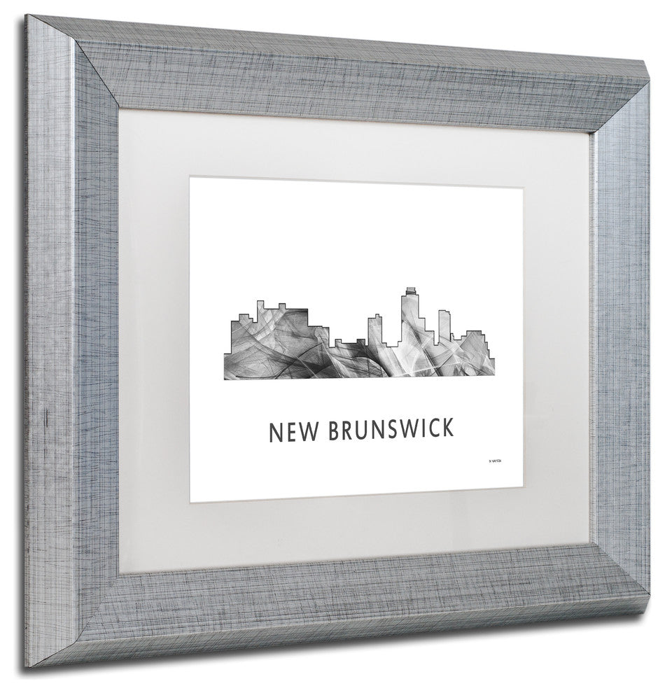 Marlene Watson 'New Brunswick Nj Skyline' Matted Art, Silver Frame, White, 14x11