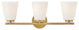 Lark Bri Medium Three Light Vanity, Lacquered Brass