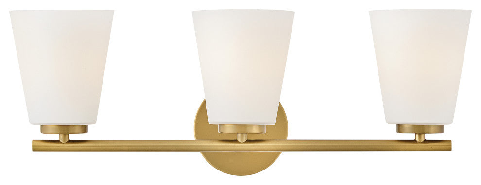 Lark Bri Medium Three Light Vanity, Lacquered Brass