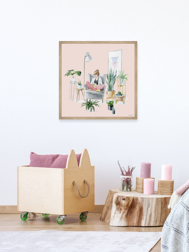 "Indoor Plants Sanctuary" Framed Painting Print, 18x18