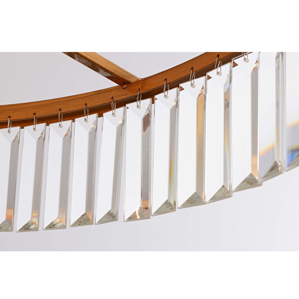 Eva Brushed Brass 6-light Glam Crystal Glass Prism Drum Chandelier